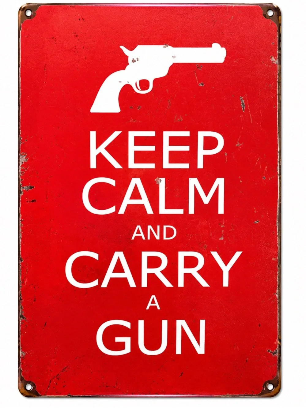 NEW Heavy Duty Steel Keep Calm And Carry A Gun Metal Sign